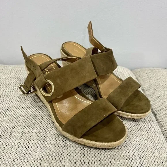 Vionic Vero Jute Brown Slingback Espadrilles Wedge Sandals Women's Size 6 Leathe - Picture 2 of 5